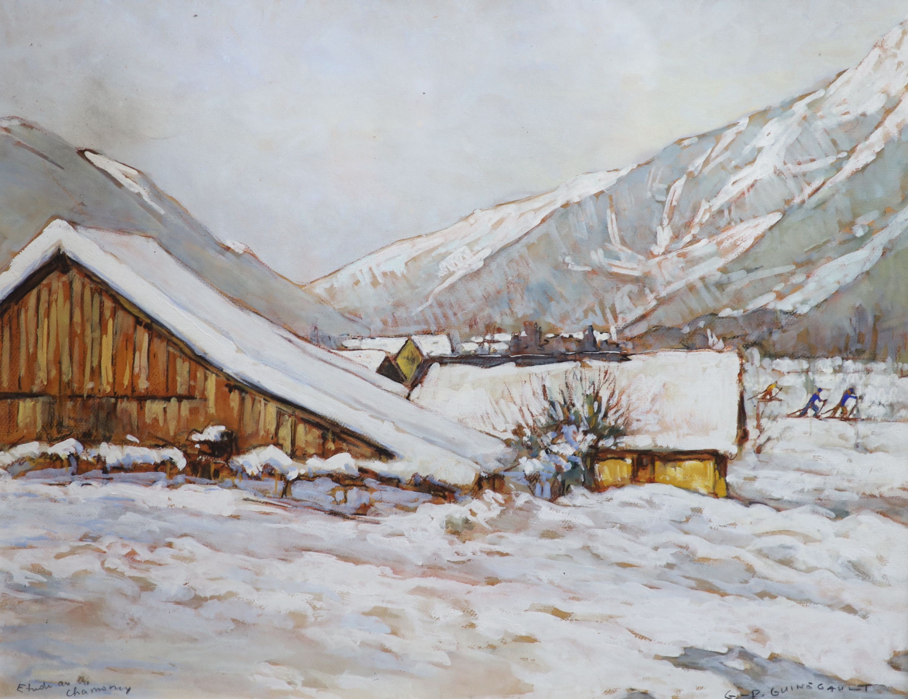 Georges Pierre Guinegault (French, 1893-1982), Etude au Chamonix, Watercolour on card, 48 x 62cm.